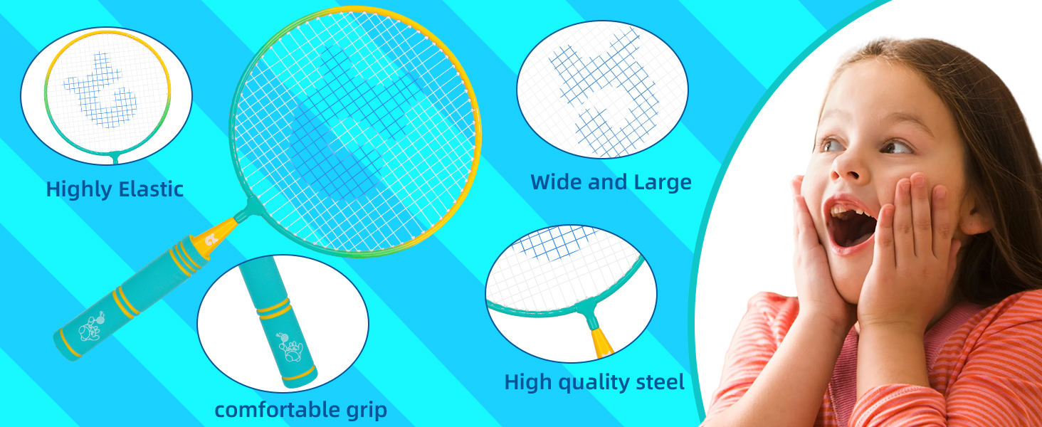 Набір для бадмінтона QKTYB для дітей від 4 до 8 років, легкий алюмінієвий, для початківців, з сумкою, зелений (кольоровий)