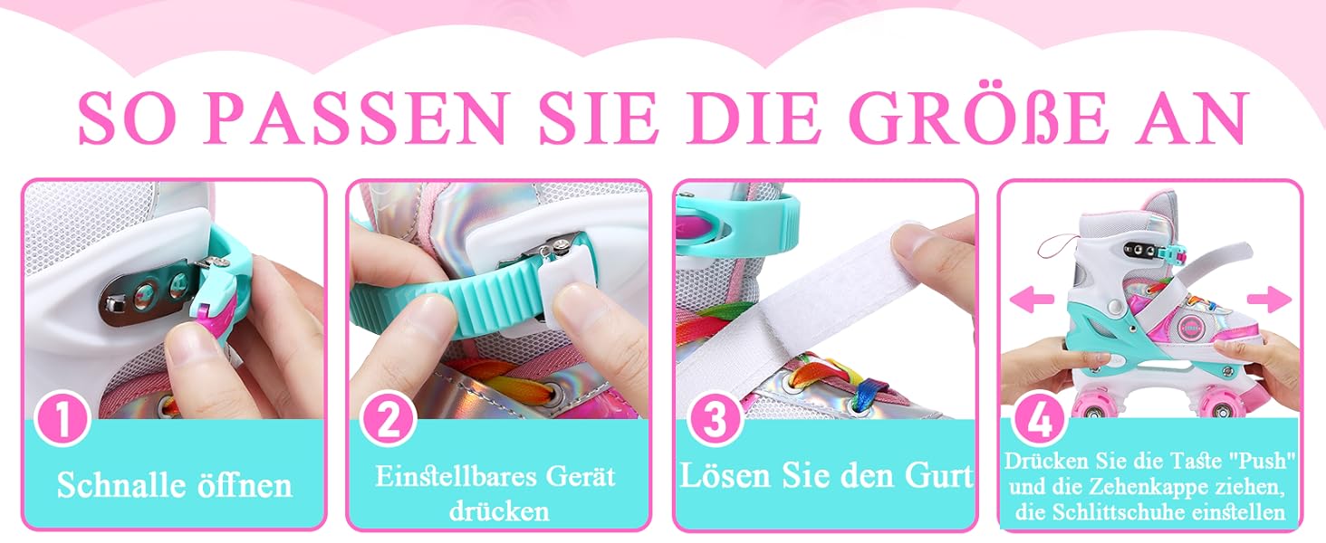Ролики для дітей, ролики для дівчаток, регульовані ролики з підсвічуванням, для віку 3-8/6-12 років, розмір EU28-32