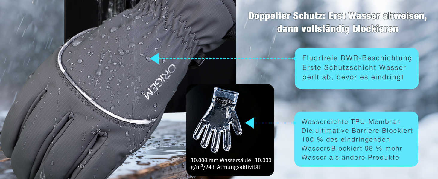 Рукавички зимові для чоловіків та жінок, велосипедні та гірськолижні, 3M Thinsulate, водонепроникні, теплі флісові з підтримкою сенсорного екрану, сірі, розмір L