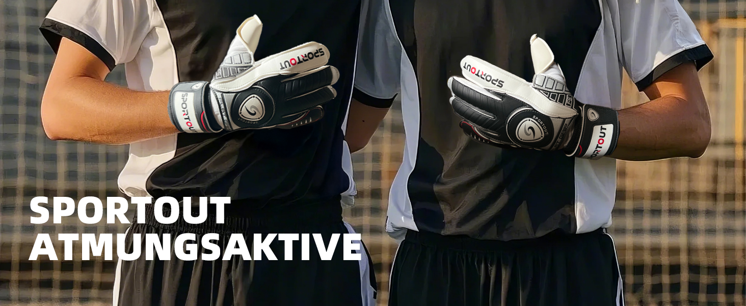 Воротарські рукавички Sportout з Fingersave, 4 мм латекс, для дітей, підлітків та дорослих, чорний, розмір 9