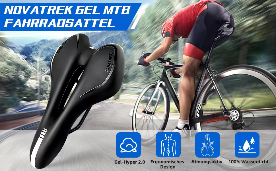 Зручний велосипедний сідло з гелевою подушкою: ергономічний, водонепроникний, амортизуючий, дихаючий для чоловіків та жінок. Підходить для MTB, шосе, city, електровелосипедів
