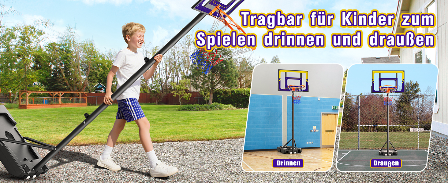 Баскетбольний кошик Outdoor для дітей, 107-213 см, з регулюванням висоти та захисною PC-стінкою