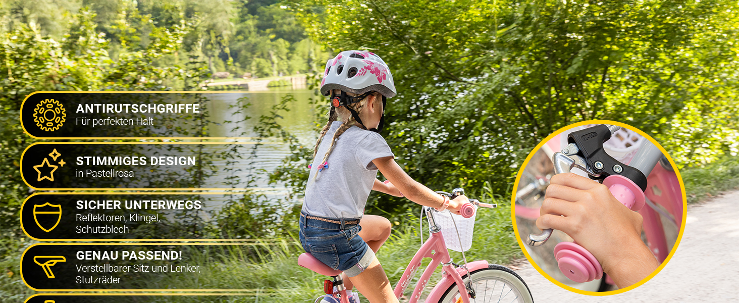 Дитяче велосипед Actionbikes Starlight | 12/16/20 дюймів - V-Brake гальма - для дітей 2-9 років - захист від бруду спереду та ззаду | Велосипед для дівчаток та хлопчиків