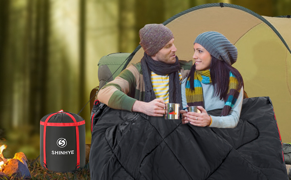 Спальний мішок для дорослих Schlafsack Srwachsene Outdoor Ultraleicht – пуховий, легкий, для кемпінгу, трекінгу та походів (L, чорно-червоний)