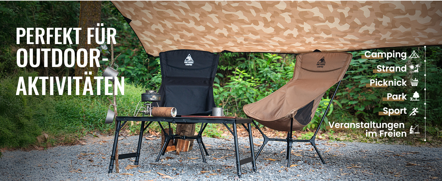 Складний туристичний стілець OneTigris OASISFLEX: міцний, легкий, з кишенями для відпочинку на природі та риболовлі (Kojote Brown)