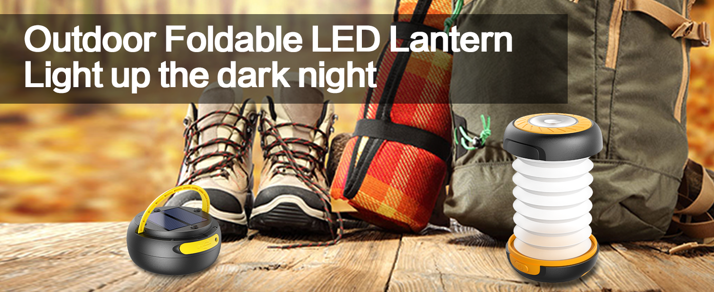 Сонячна кемпінгова лампа LED з акумулятором, 2 способи заряджання (Сонячна/USB), 3 режими світла, включає браслет для виживання з свистком (Жовтий)