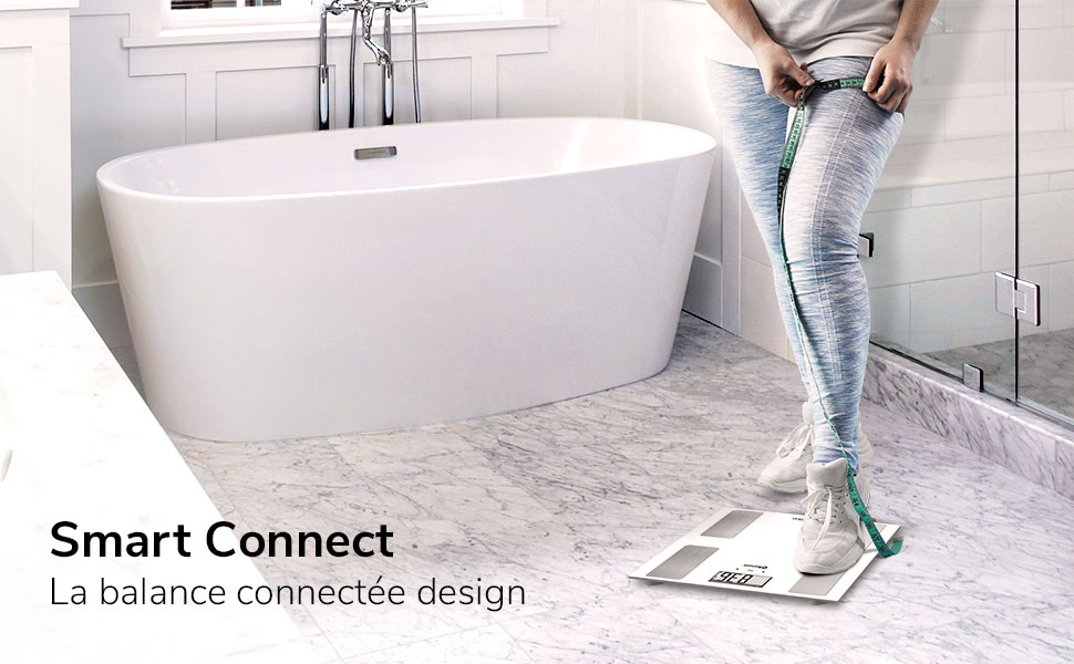 Розумні ваги TERRAILLON SMART CONNECT, ІМТ, 8 користувачів, Bluetooth, до 160 кг, білі