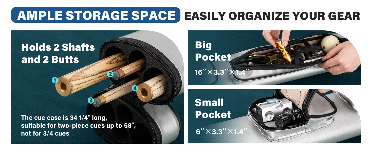 Чохол для більярдних київ: містка сумка для 2 київ з аксесуарами, фіолетовий колір, до 58 дюймів