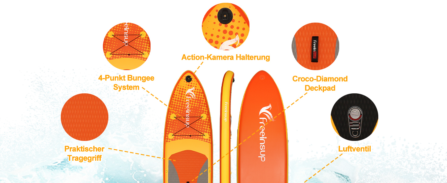 Надувний SUP Борд Freein з каяком, SUP дошка для дорослих 10'6 (305x84x15см), аксесуари для SUP, насос, адаптер, весло