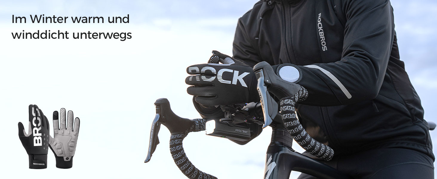 Велосипедні рукавички ROCKBROS для жінок та чоловіків, зимові, Thinsulate, теплі, сенсорні, для MTB, катання, альпінізму, бігу та активного відпочинку (XXL, Thinsulate)