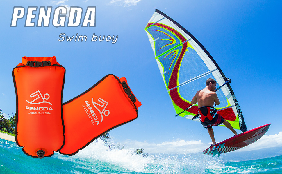 Побуф для плавання PENGDA 25L, водонепроникний сухий мішок, поплавок для відкритої води та триатлону, Swim Bubble для каякерів, серферів, поплавок для плавання та водних видів спорту, оранжевий