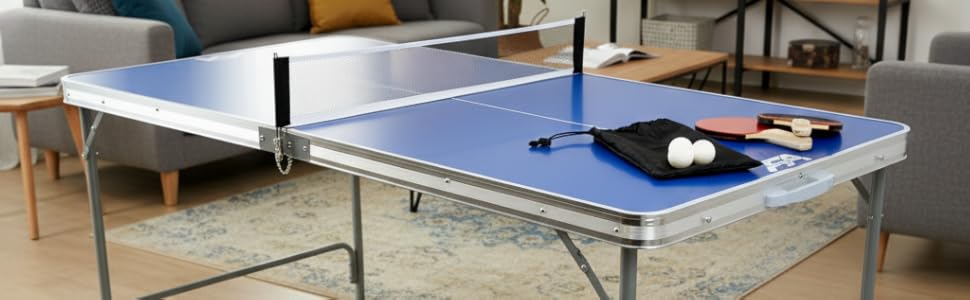 Стіл для пінг-понгу складний Fabula для дітей та підлітків, Indoor & Outdoor, розмір midi, 165x84x72 см, FASports з сіткою, ракетками, м'ячем