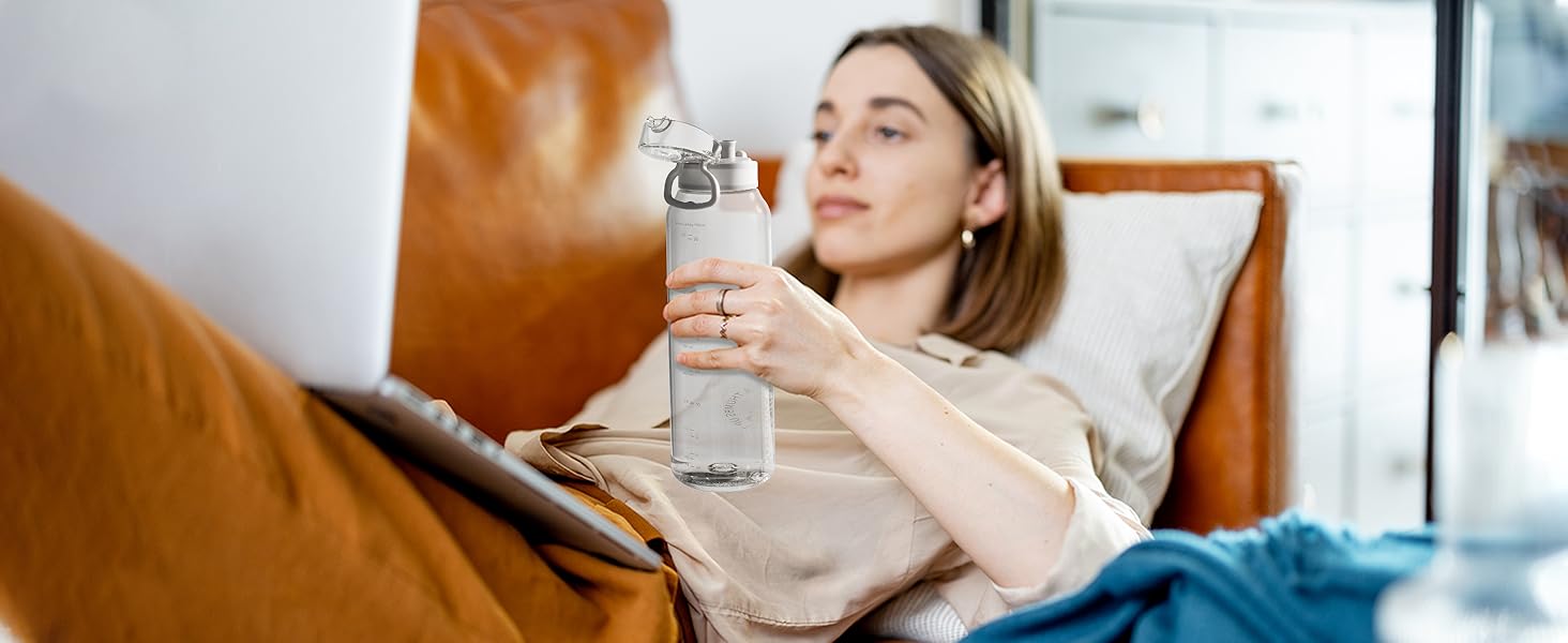 Дитяча пляшка для води UZSPACE 600 мл, спортивна, непроливальна, для школи, прогулянок, білого кольору