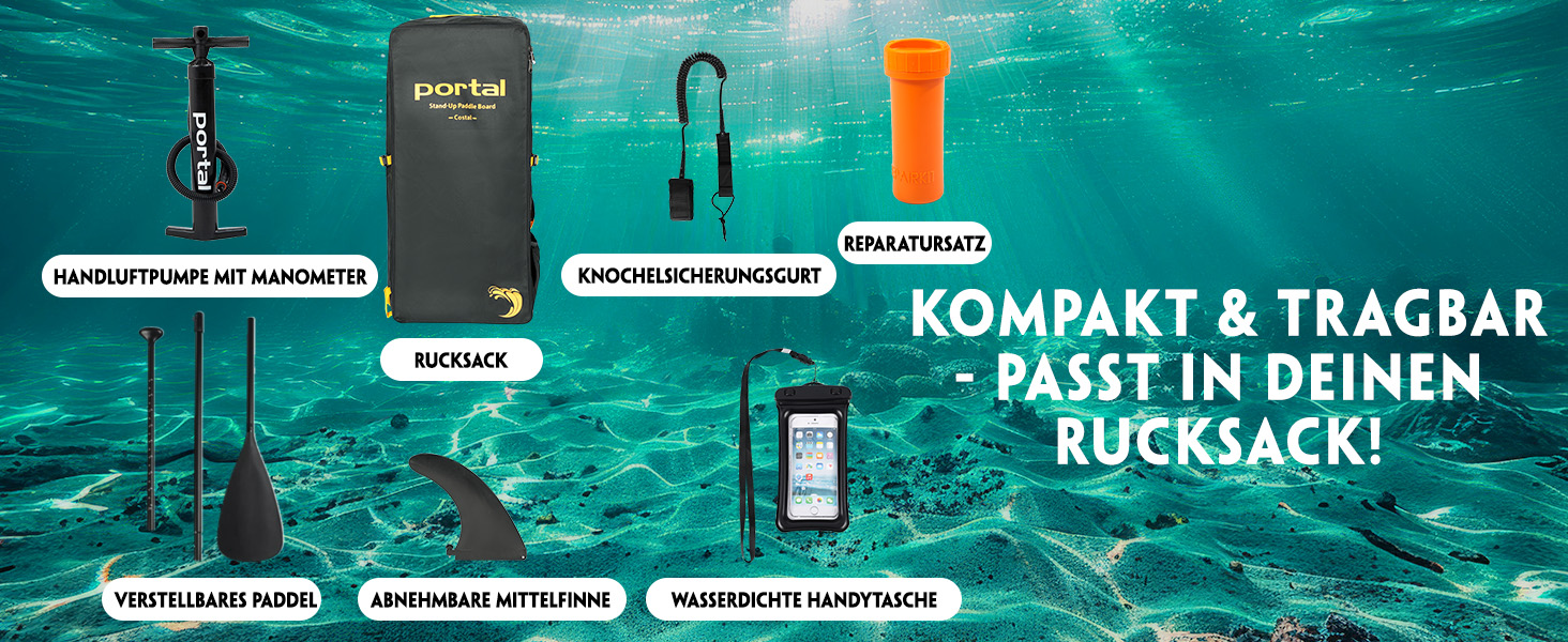 Надувний SUP-борд Portal Stand Up Paddle Board 10'6' (320 см) з аксесуарами: насос, весло, лінія, фініс, сумка, чохол для телефону