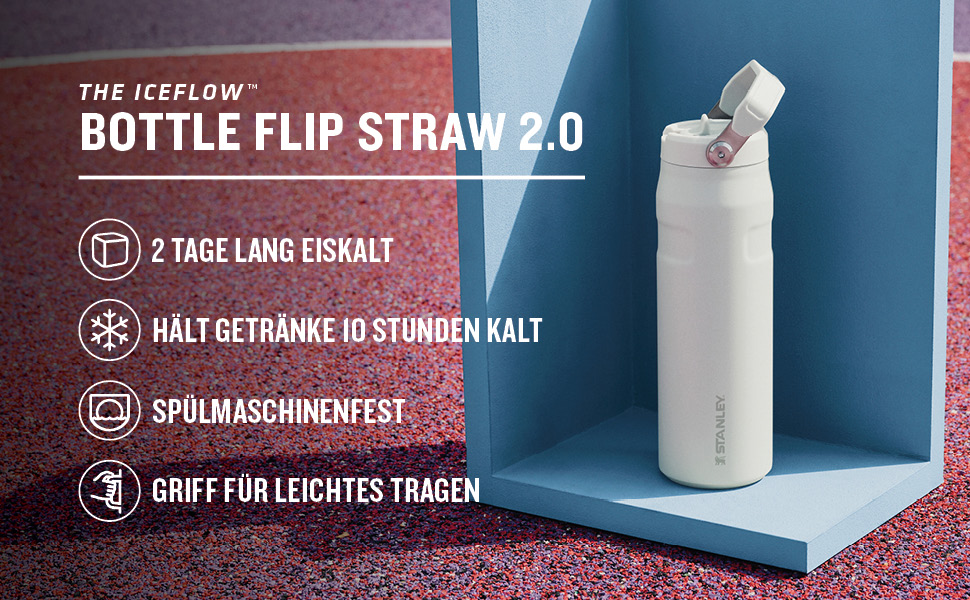 Термобутилка Stanley Flip Straw 2.0 0.7 л з трубочкою, термочашка для напоїв, зберігає холод до 12 годин, льодяне охолодження до 3 діб, BPA-free, не протікає, для тримача напоїв, можна мити в посудомийці, рожевий кварц