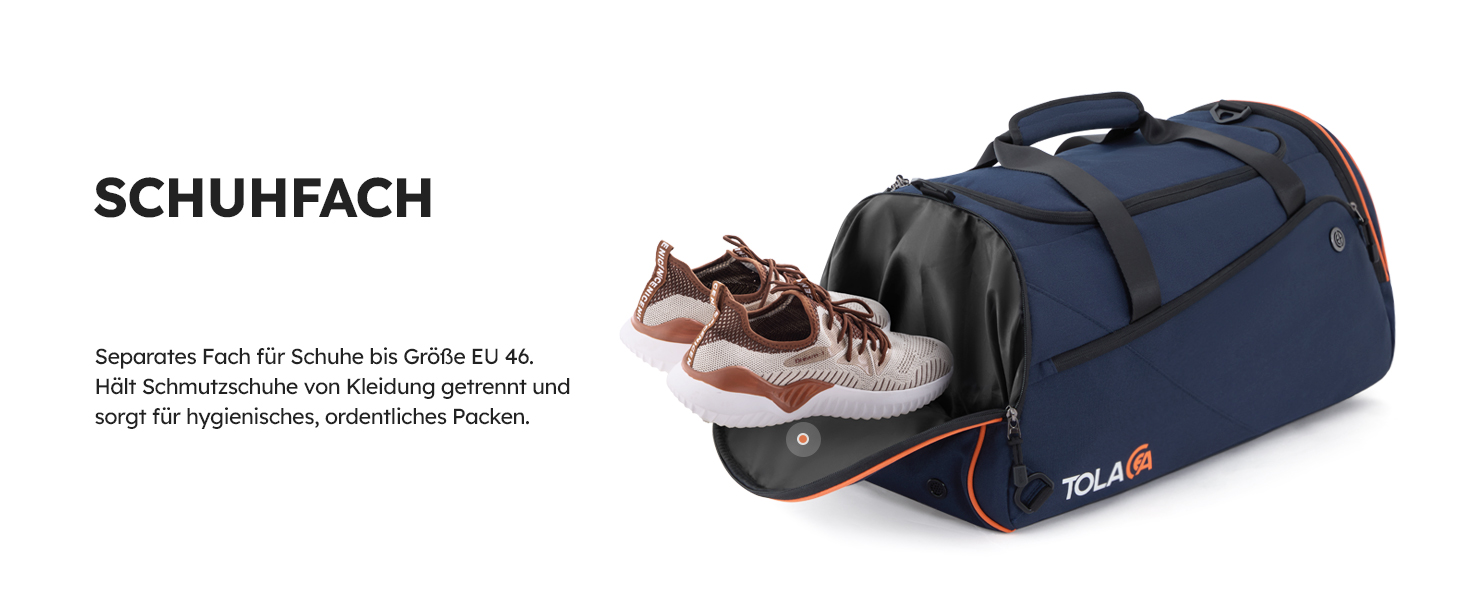 Спортивна сумка Tolaccea 47L з відділенням для взуття та мокрого одягу - рюкзак-дуffel для фітнесу, тренувань, басейну, подорожей (Темно-синій)