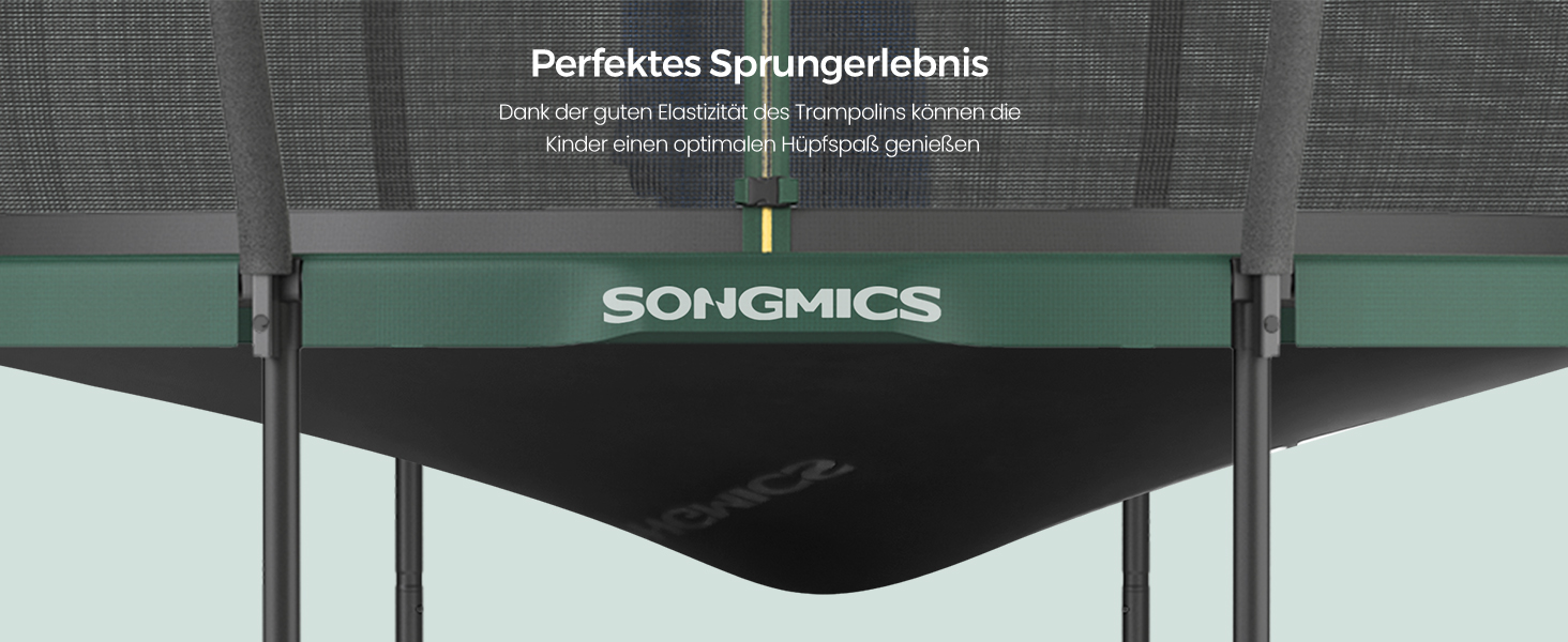 Трамплін SONGMICS Federloses Ø 244/305/366 см, Outdoor для дітей, з сіткою, склопластикові стійки, безпечний, тихий, зелений