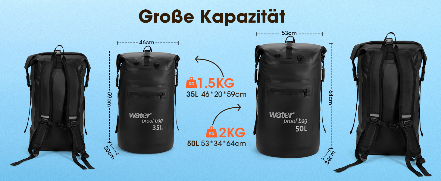 Водонепроникний рюкзак WELDUN 50L з IPX8 захистом для каякінгу, кемпінгу та водних видів спорту (Жовтий)