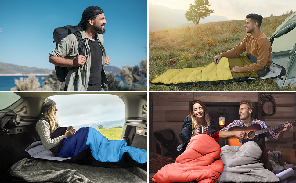 Спальний мішок Outplea для кемпінгу, 3-4 сезони, водонепроникний, 220x80 см, для дорослих та дітей, блакитний