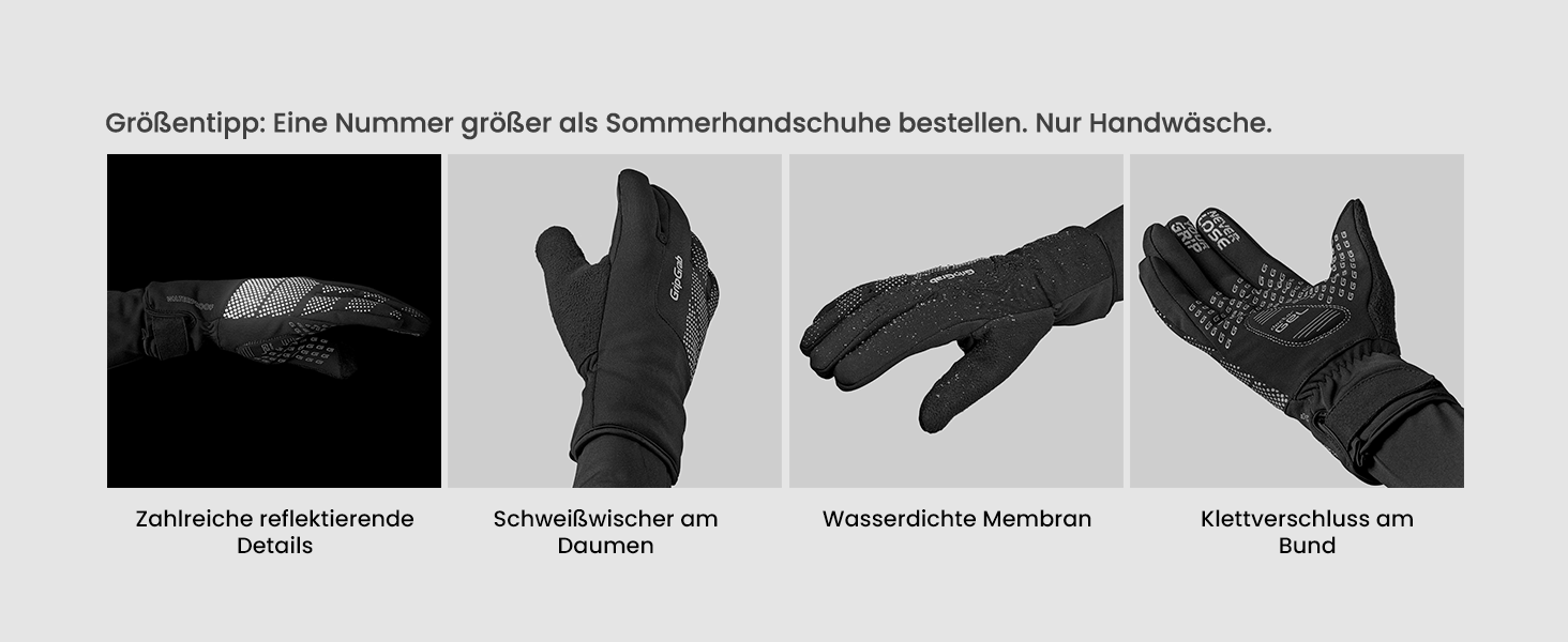 Fahrradhandschuhe GripGrab Ride: Водонепроникні зимові рукавички для велосипеда, теплі, вітрозахисні, чорні, XL, Classic