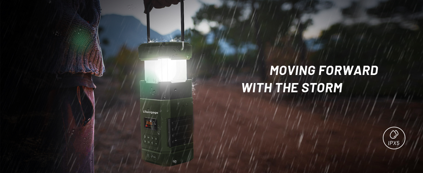 LED кемпінговий ліхтар Libovgogo з Bluetooth, радіо, сонячною зарядкою та Power Bank, IP65, 5000mAh