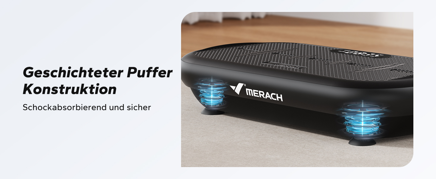 Вібраційна платформа MERACH для фітнесу та схуднення, 13 мм амплітуда, 200 кг, Bluetooth, чорна