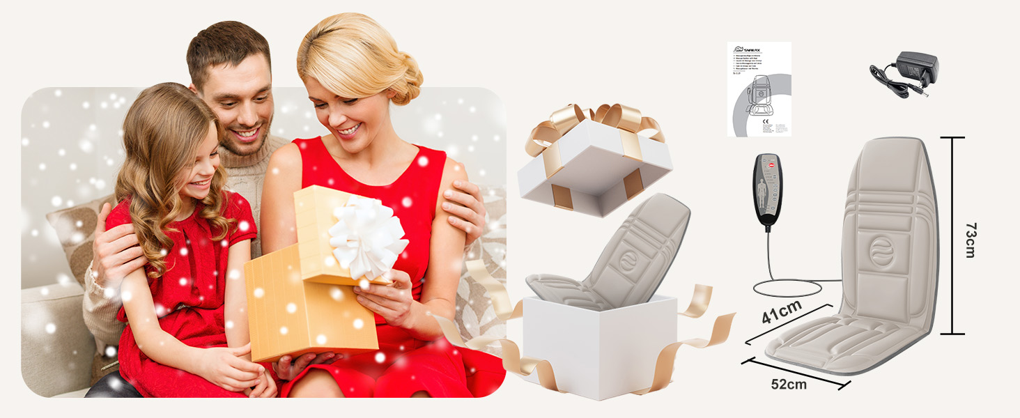 Масажне сидіння Snailax з підігрівом та вібрацією: 10 моторів, для спини та шиї, для дому та офісу, Бежевий