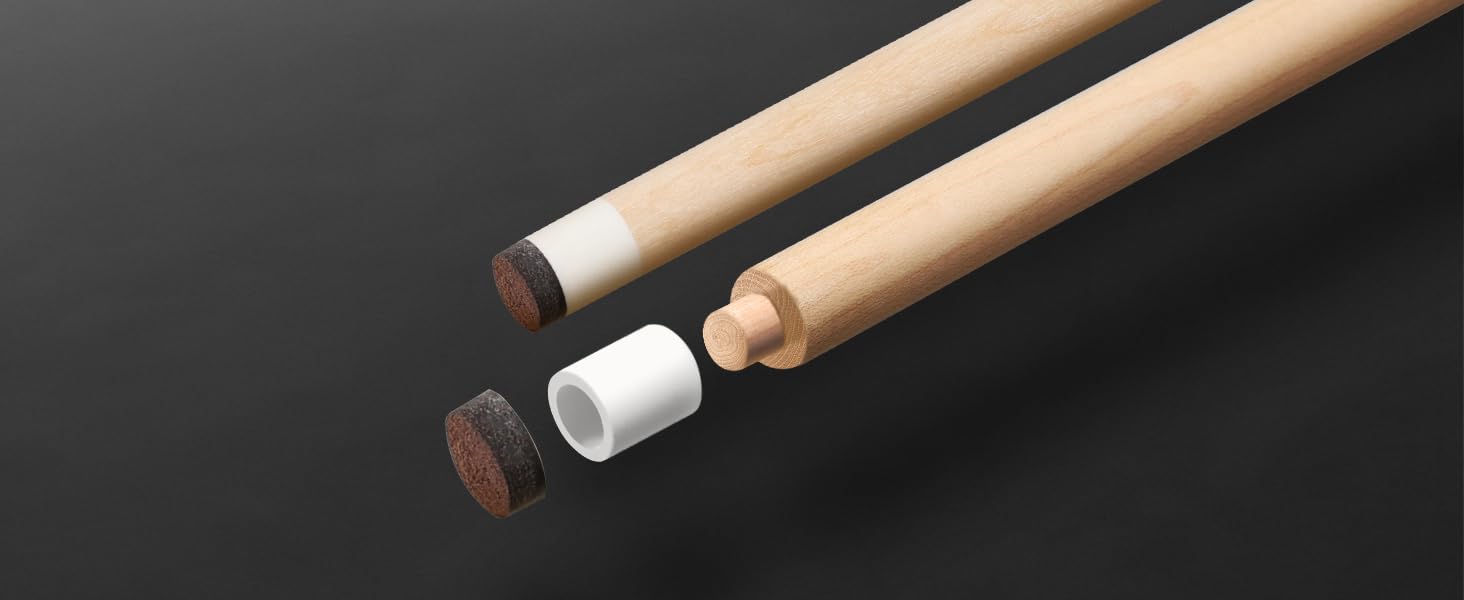 AKLOT Більярдний кий 58' - канадський клен, 13 мм шкіряна вершина, 3D ручка, преміум якість, для професійних гравців, чорний (540г)