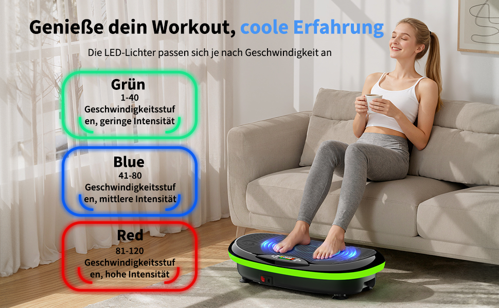 Платформа для вібраційного тренування JOROTO 4D - професійне тренування всього тіла | LED-підсвічування | до 180 кг, тиха та неслизька | для дому