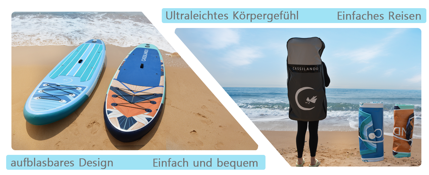 Надувний SUP дошка CASSILANDO Stand Up Paddle Board 335 см з аксесуарами та сумкою для перенесення, для йоги, риболовлі, серфінгу, підходить для дорослих та підлітків, з імітацією текстури дерева, колір м'ятно-зелений