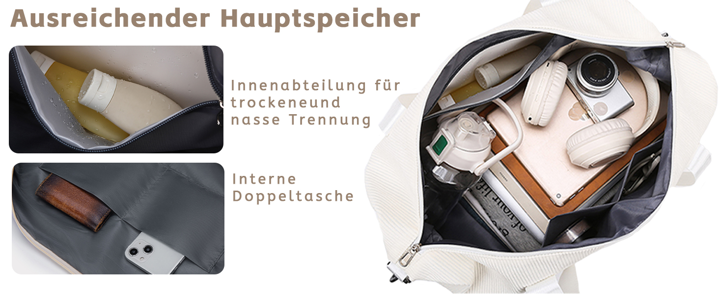 Спортивна сумка-рюкзак для жінок, 35л, Weekender, для подорожей та тренувань, з відділенням для взуття та мокрих речей, бежева
