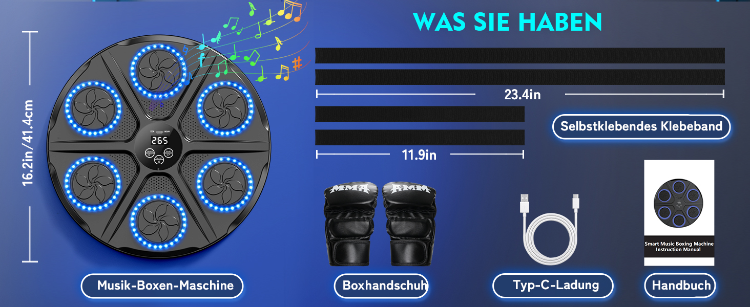 Музична бокс-машина для дорослих і дітей з Bluetooth, LED, 12 режимів та 12 швидкостей, бокс-рукавички в комплекті, електронний тренажер для боксу