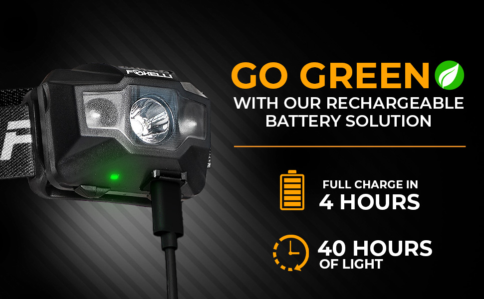 Foxelli LED налобний ліхтар з акумулятором – Ultraleichte перезарядна налобний ліхтар з червоним світлом для дорослих та дітей, для бігу, джогінгу, читання, риболовлі, велосипеда, кемпінгу, піших прогулянок та активного відпочинку 2 шт. Чорний