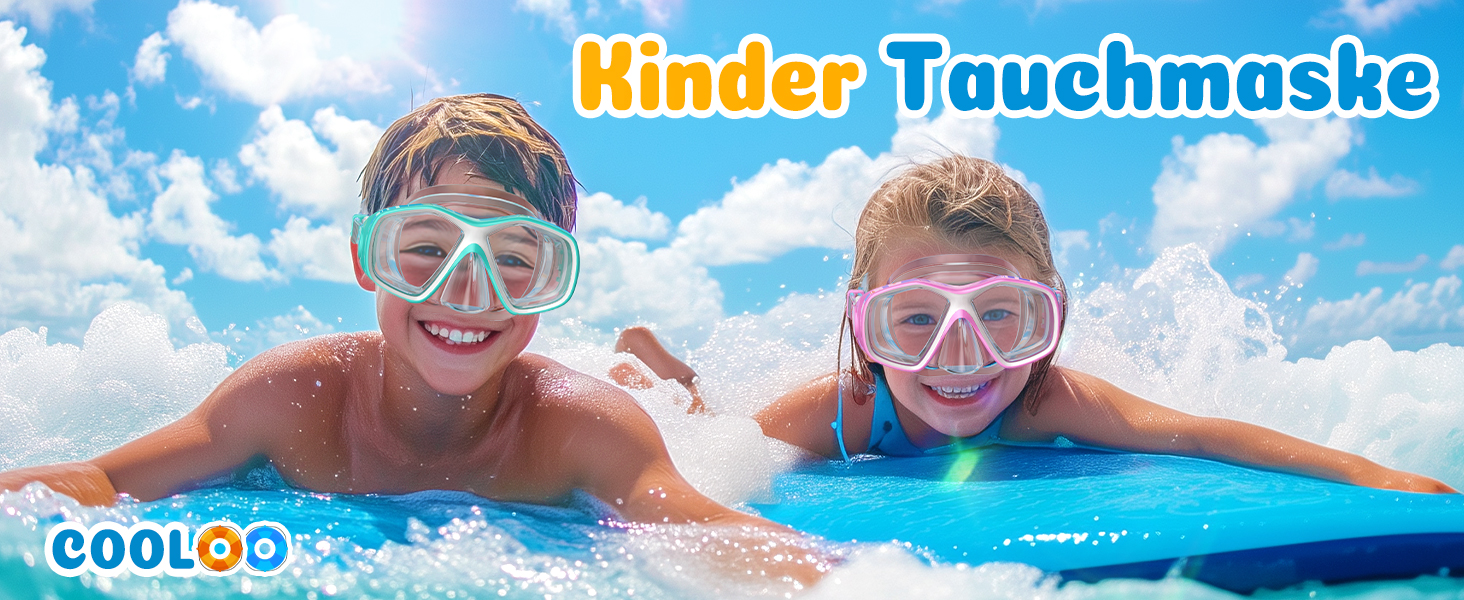 Дитяча маска для снорклінгу COOLOO з тканиною, дитячі окуляри для плавання з насадкою на ніс для хлопчиків і дівчаток-підлітків, 【Патентовано】Маска для снорклінгу 180° Панорама HD, проти запотівання, проти протікання для дітей 4-16 років (4 моделі 2/ Зелений/ Силіконовий ремінець)