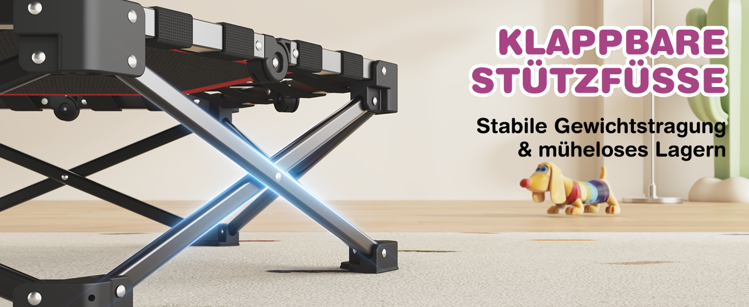 MOMODA Складний батут для фітнесу в приміщенні з ручкою, діаметр 106 см, червоний, для дітей та дорослих