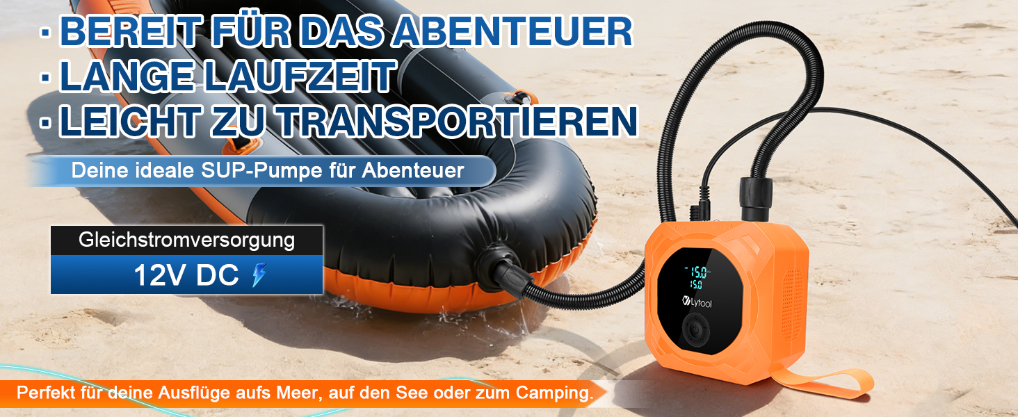 Електричний насос для SUP Lytool 50 PSI з автовимкненням для дощок, човнів, каяків, шин авто та велосипедів (12V)