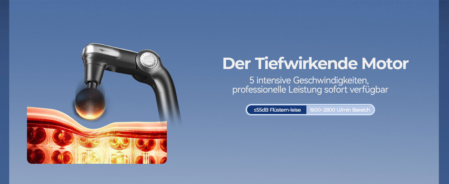 Масажер для тіла KingPavonini з висувним руків'ям та відкидним голівкою: масажна пістолета для спини з 3 кутами налаштування та 4 насадками, подарунок для чоловіків та жінок (сірий)