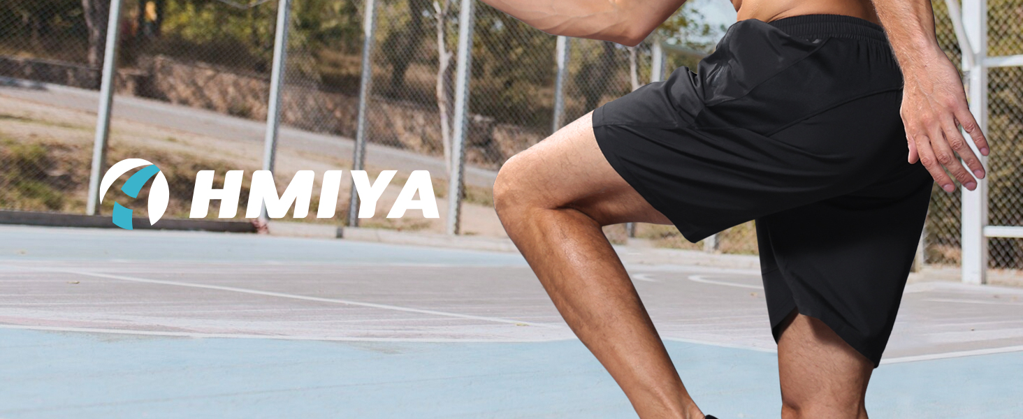 Шорти спортивні чоловічі HMIYA, чорні, швидковисихаючі з кишенею на блискавці