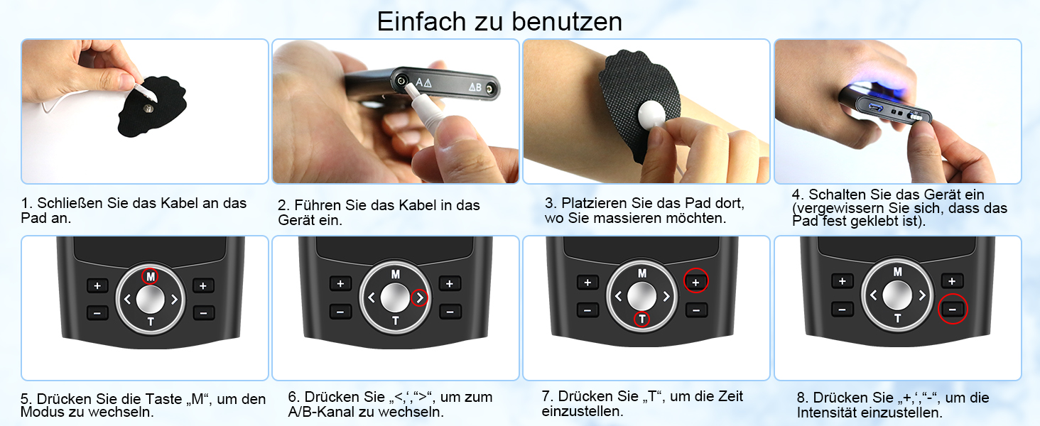 Апарат для терапії болю TENS EMS, електроспур з 36 програм, 12 електродів, для зняття болю