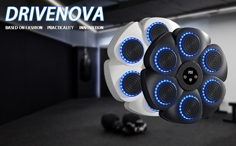 DriveNova Музичний бокс-машина з LED, електронна розумна боксерська машина з рукавичками, 9 режимів і 18 швидкостей для дорослих і дітей