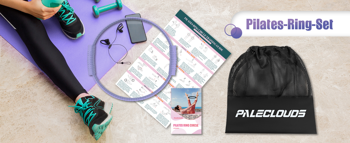 Набір для пілатесу: кільце, стрічки, міні-м'яч, постер та сумка. Набір для тренування корпусу для жінок (фіолетовий)