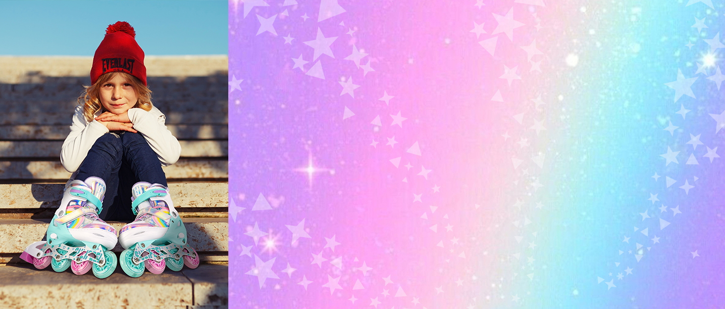 Ролики дитячі SULIFEEL Unicorn Rainbow для дівчаток та хлопчиків, світлові, чорні, 28-31 EU