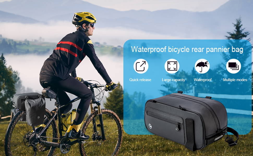 Велосумка HOMPER 26L, водонепроникна, EVA, для багажника, з плечовим ременем, чорна