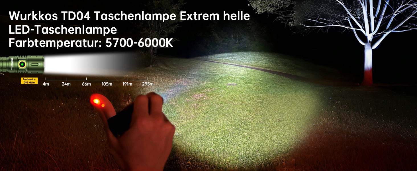 Wurkkos TD04 тактичний ліхтарик 3000 люмен, LED, акумуляторний, 8 режимів, IP68, водонепроникний, для активностей на відкритому повітрі та в приміщенні, зелений