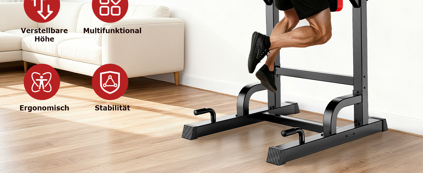 Силовий комплекс Pooboo Power Tower: багатофункціональний турнік з брусами для дому, 11 рівнів регулювання висоти, еластичні стрічки, чорний