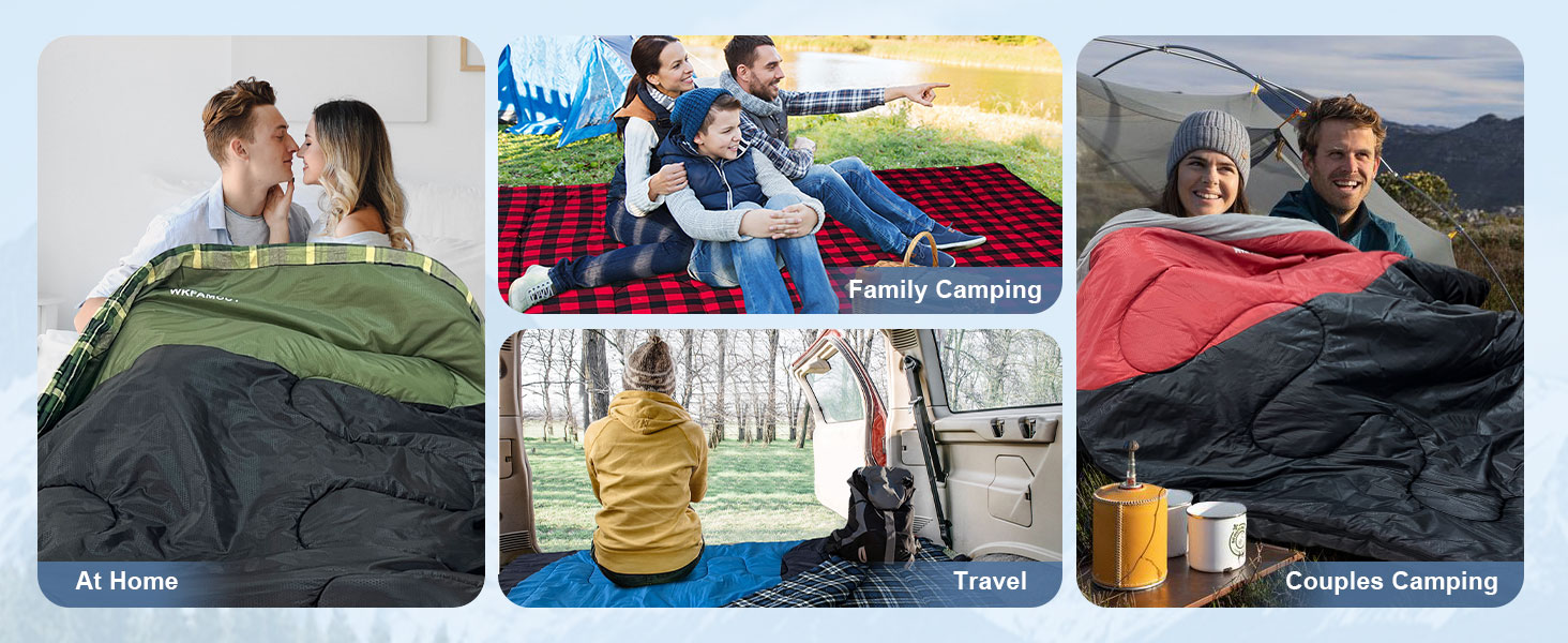 Спальний мішок для двох дорослих, 220x150 см, фланель, Navy, водонепроникний, для кемпінгу та подорожей