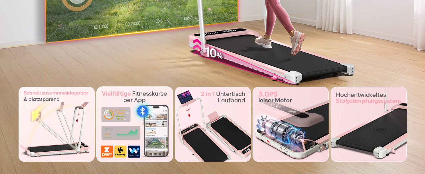 Складана бігова доріжка Cardirun 6-в-1 для дому та офісу, Walking Pad з регулюванням нахилу, 3.0 л.с., LED-дисплей, витримує до 150 кг, без встановлення