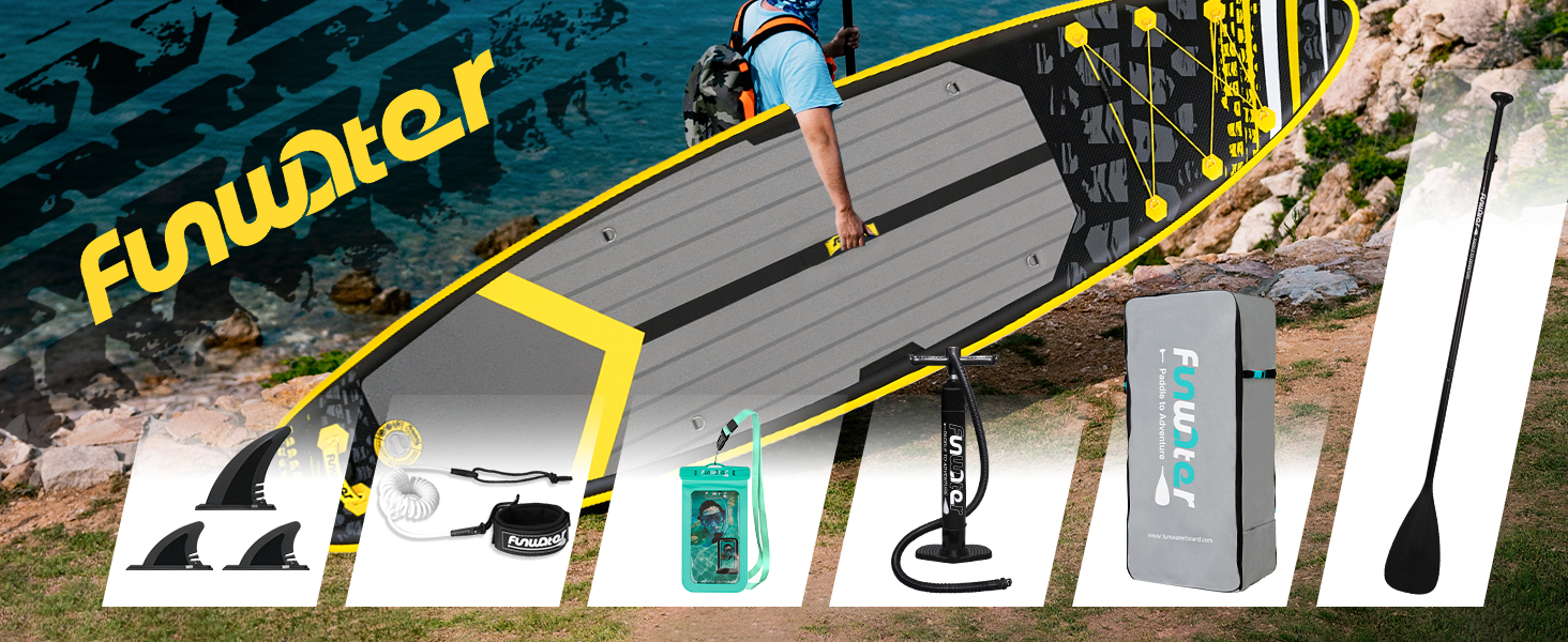 Надувний SUP Борд FunWater 10'6'–11'6' – комплект з аксесуарами для всіх рівнів підготовки