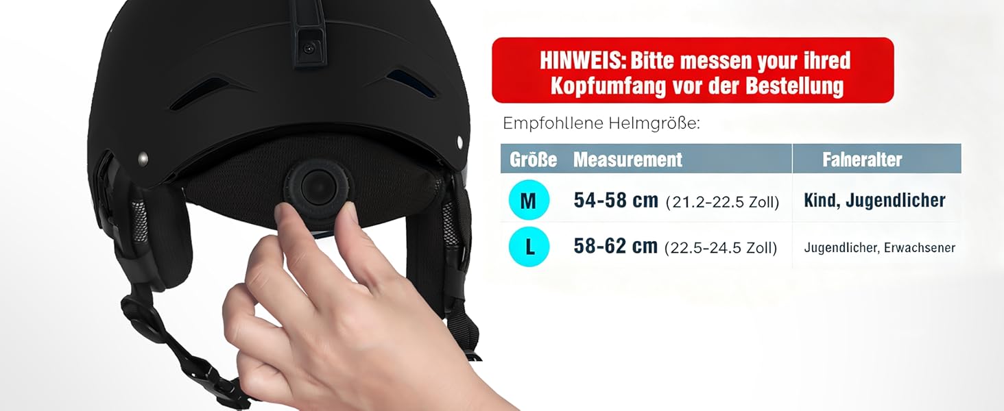 Шолом для сноуборду та гірськолижного спорту для чоловіків, жінок та дітей, регульований розмір, 3-рівнева вентиляція, міцна PC-оболонка з EPS-піною, розмір L (58-62 см)