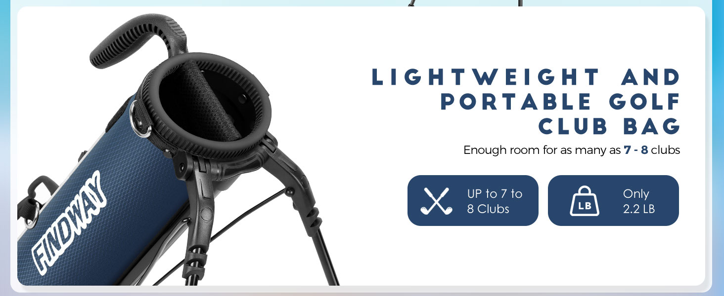 Сумка для гольфу Findway з регульованими плечовими ременями, 2-вегевий роздільник, 2 кишені, легка, для чоловіків та жінок, блакитна